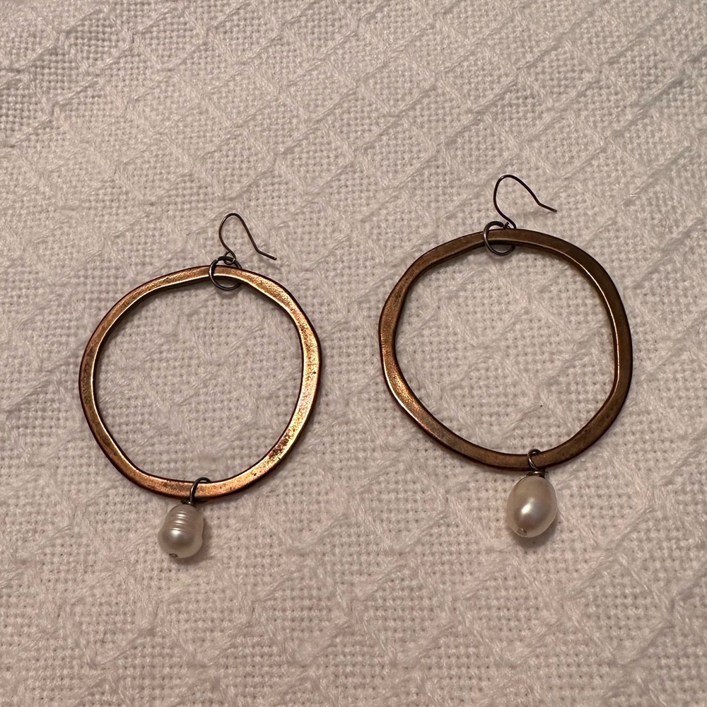 Gold and Pearl Hoops